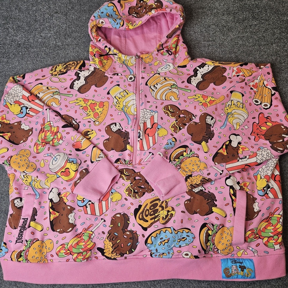 Disneyland Womens EATS DESSERT SNACKS Half Zip Hoodie Sweatshirt Size 3X Churro